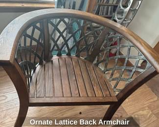 Ornate Lattice Back Armchair fourth image