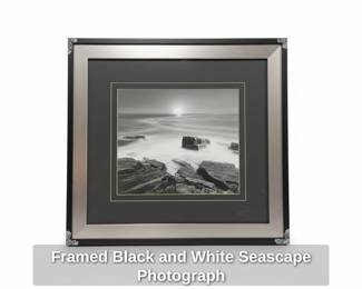 Framed Black and White Seascape Photograph