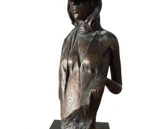 Bronze Bust of a Woman in a WideBrimmed Hat by Austin Productions