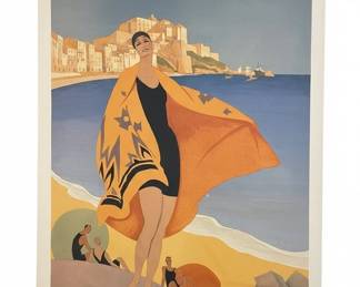 La Plage de Calvi, Corse by Roger Broders Travel Poster