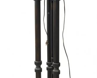 Vintage Torchiere Floor Lamp with Amber Glass Shade