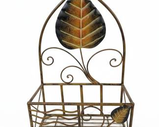 Wrought Iron Leaf Motif Magazine Rack