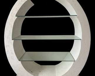 Postmodern Sculpted White Stucco Etagere or Bookshelf second image