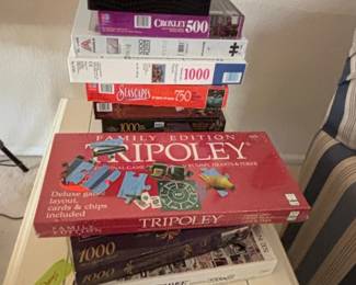 Tripoley Family Edition Board Game and Assorted Puzzles