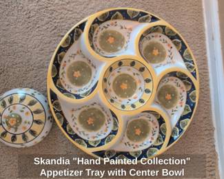 Skandia Hand Painted Collection Appetizer Tray with Center Bowl second image