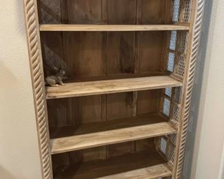 Distressed Wood Bookcase with Rope Molding
