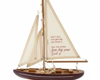 Decorative Sailboat Model with Inspirational Quote