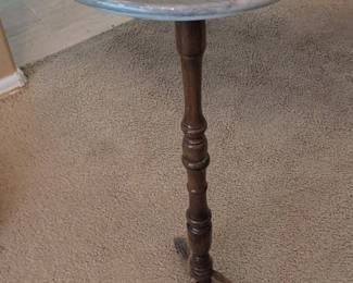 Vintage Marble Top Pedestal Plant Stand