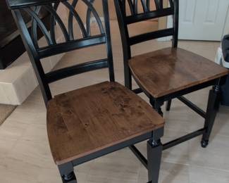 Black and Wood Lattice Back Dining Chairs Set of 