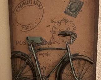 Vintage Bicycle and Postcard Wall Art