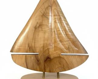 Modernist Wooden Sailboat Sculpture
