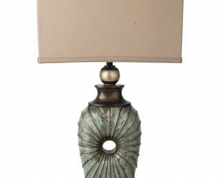 Fluted Ceramic Table Lamp with Nautilus Shell Design