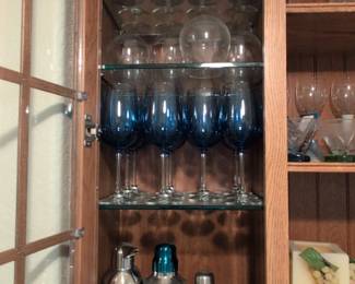 Cobalt Blue Wine Glasses and Cocktail Shakers Set