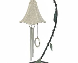 Metal Wind Chime with Bell and Leaf Accents