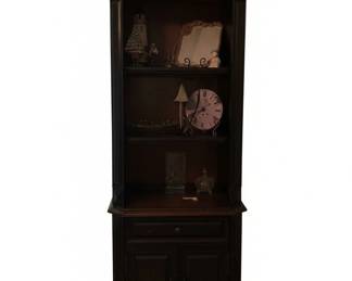 Hooker Furniture Dark Wood Corner Cabinet with Glass Doors