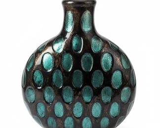 Vintage Empoli Fish Scale Ceramic Vase in Rimini Blue