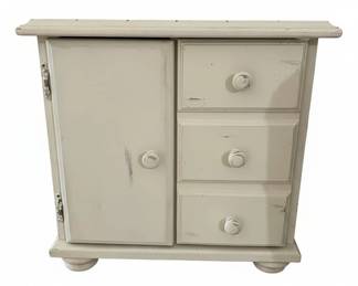 Vintage Cream Painted Accent Cabinet with Drawers