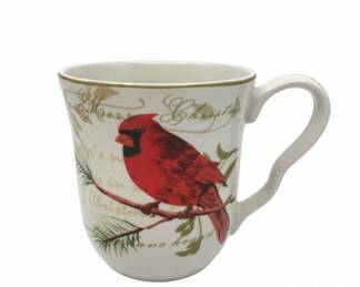 Dean Crouser Cardinal and Poinsettia Christmas Mug Set fourth image