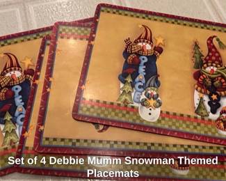 Set of Debbie Mumm Snowman Themed Placemats