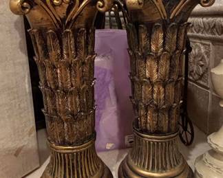 Pair of Gold Corinthian Column Pedestals