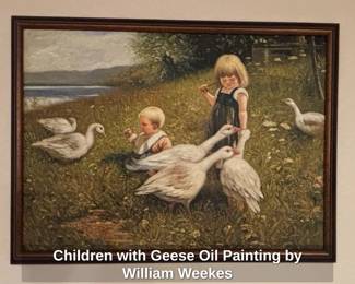 Children with Geese Oil Painting by William Weekes