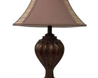 Regency Hill Mottled Bronze Urn Table Lamp with Striped Shade