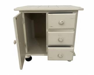 Vintage Cream Painted Accent Cabinet with Drawers second image