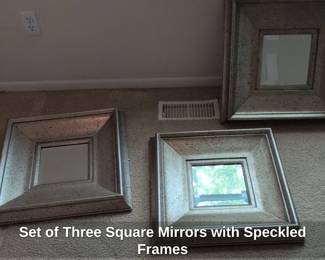 Set of Three Square Mirrors with Speckled Frames