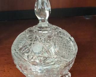 Cut Crystal Covered Candy Dish with Lid
