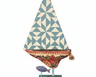 Jim Shore Shorelights Cutting Waves Boat Plate Figurine