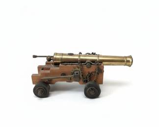Vintage Miniature Brass Naval Cannon Model