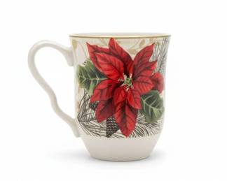 Dean Crouser Cardinal and Poinsettia Christmas Mug Set