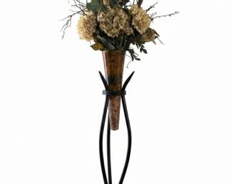 Art Glass Vase with Metal Stand third image