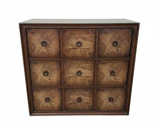 World Map Print Apothecary Cabinet