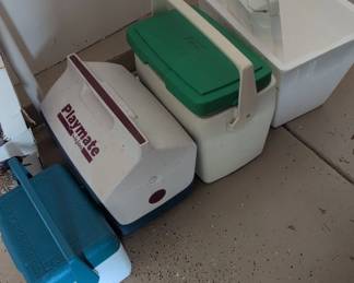 Igloo Playmate Cooler and other vintage coolers