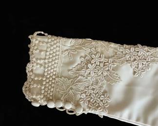 Vintage s Satin Wedding Dress with Lace Accents fourth image