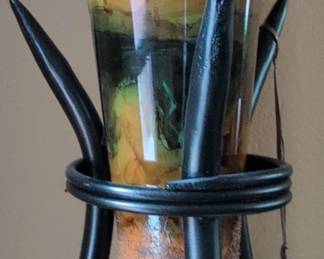 Art Glass Vase with Metal Stand second image