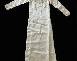 Vintage s Satin Wedding Dress with Lace Accents second image