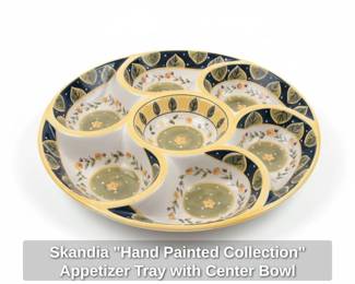 Skandia Hand Painted Collection Appetizer Tray with Center Bowl fourth image