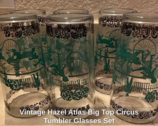 Vintage Hazel Atlas Big Top Circus Tumbler Glasses Set