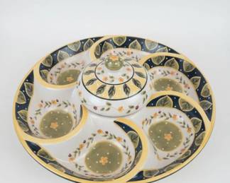 Skandia Hand Painted Collection Appetizer Tray with Center Bowl