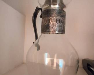 Vintage SilverPlated Glass Coffee Carafe with Warming Stand