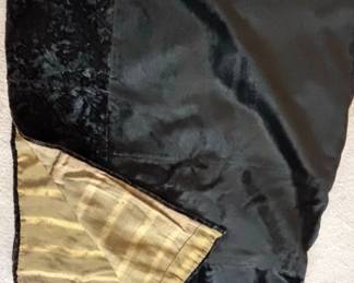 Vintage Black Crushed Velvet and Silk Brocade Shawl