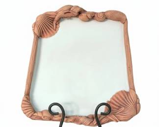 Seashell and Coral Ceramic Platter with Easel