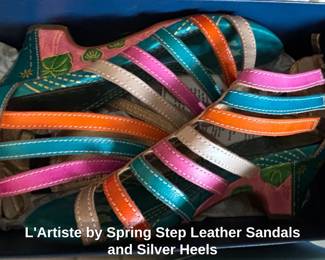 LArtiste by Spring Step Leather Sandals and Silver Heels