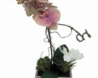 Artificial Orchid Arrangement in Concrete Pot