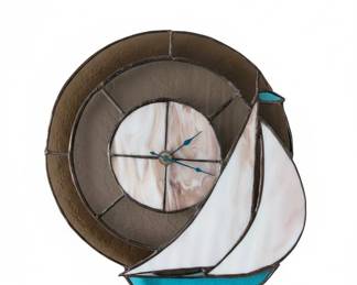 Stained Glass Sailboat Clock