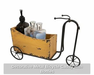 Decorative Metal Bicycle Caddy with Bottles