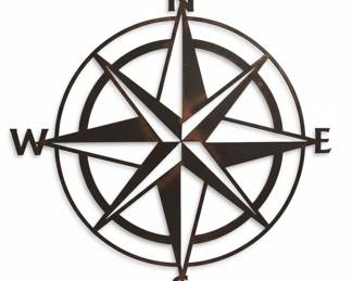 Metal Compass Rose Wall Art  Rustic Nautical Decor