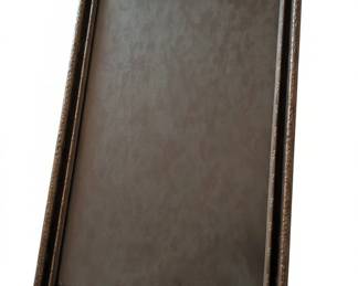 Antique Etched Glass and Gilt Metal Serving Tray